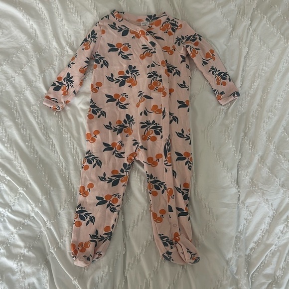 nordstrom baby footie pink pajamas orange 9m - Picture 1 of 4